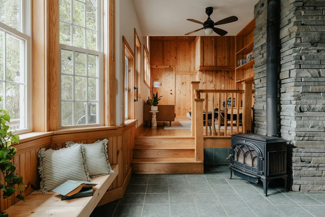 Cozy kitchen corner with cookbooks and a cup of tea